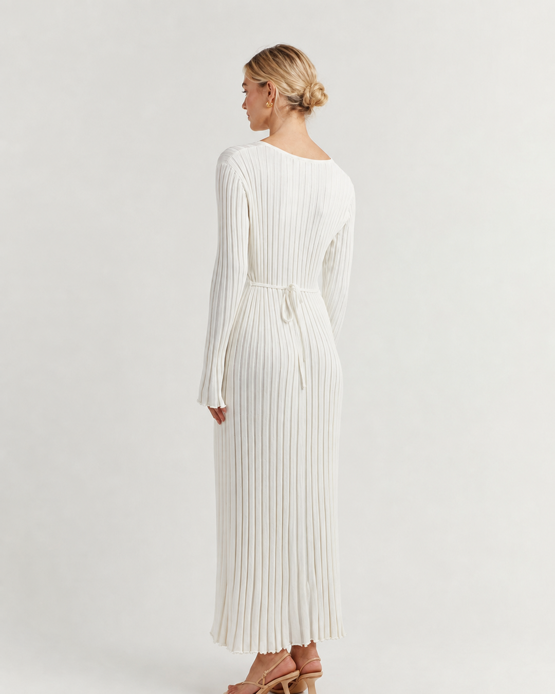 Layla Long Sleeve Ribbed Knit Sweater Midi Dress