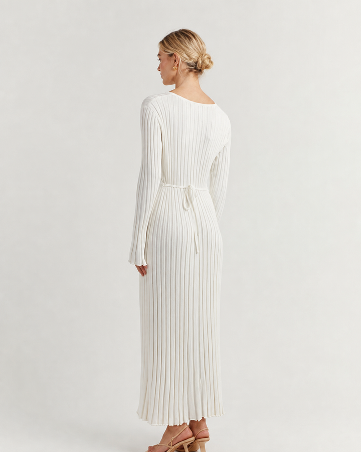 Layla Long Sleeve Ribbed Knit Sweater Midi Dress